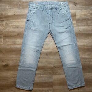 Diesel Bhetto Jeans Men 32x29 Blue White Slim Straight Striped DNA Splattered